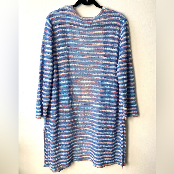 Ruby Rd. Striped Long Open Front Cardigan Crochet Multicolored size XL - Picture 5 of 6